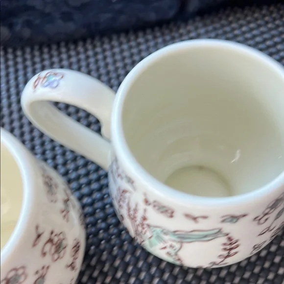 Anthropologie White and Brown Ceramic Mugs with Vintage Charm - Picture 5 of 6